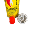 Válvula de control de estufa de gas y válvula de lata de aerosol de gas butano con tapas rojas